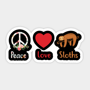 Peace Love Sloths Peace Sign Sticker